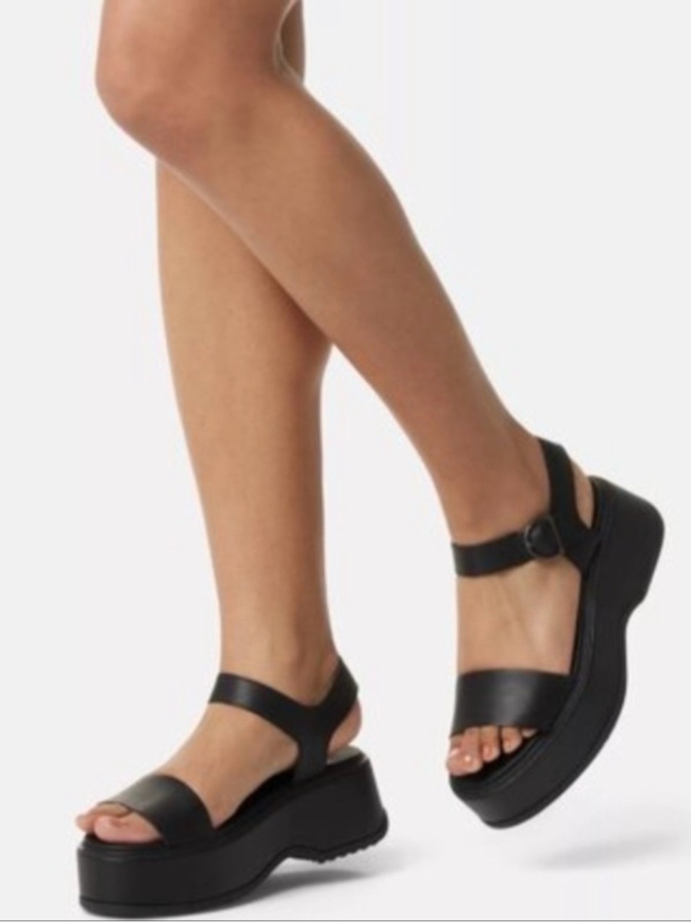 SOREL Dayspring Ankle Strap Platform Sandal Leather Black Sz 9.5